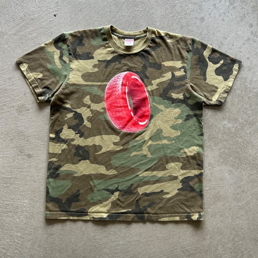 Supreme Tire Shirt Size Medium Green Woodland Camo Season FW20